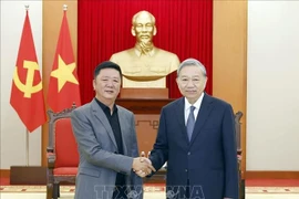 Party General Secretary To Lam (R) receives China’s Luxshare-ICT Group Vice Chairman Wang Laisheng in Hanoi on November 15. (Photo: VNA)