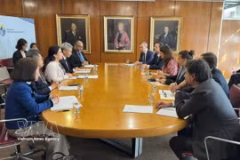 At a working session between Uruguay Undersecretary of Foreign Affairs Valeria Csukasi and diplomats of Vietnam, Thailand, the Philippines, Indonesia, and Malaysia (Photo: VNA)