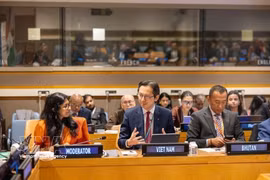 Ambassador Do Hung Viet, Vietnam’s Permanent Representative to the United Nations delivers speech at the dialogue. (Photo: VNA)