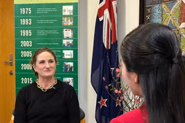 New Zealand Ambassador to Vietnam Caroline Rachel Beresford speaks to local media ahead of the Lunar New Year 2026. (Photo courtesy of the New Zealand Embassy in Vietnam)