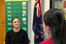 New Zealand Ambassador to Vietnam Caroline Rachel Beresford speaks to local media ahead of the Lunar New Year 2026. (Photo courtesy of the New Zealand Embassy in Vietnam)