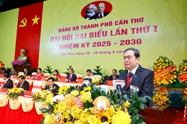NA Chairman Tran Thanh Man speaks at Can Tho's first Party Congress for the 2025-2030 tenure on September 27 (Photo: VNA) 