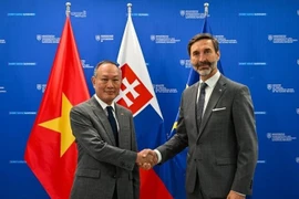 Slovak Minister of Foreign and European Affairs Juraj Blanár (right) and Vietnamese Ambassador to Slovakia Pham Truong Giang. (Photo: VNA)