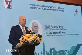 Belarusian Deputy Prime Minister Anatoly Sivak speaks at the forum. (Photo: VNA)
