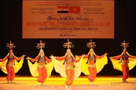 Egyptian artists perform traditional dances in a special art programme by the Egyptian national folk dance troupe at the Hanoi Opera House on January 22, 2014. (Photo: VNA)