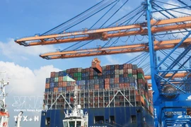Containers are loaded onto a vessel at Gemalink International Port in Ho Chi Minh City. (Photo: VNA)