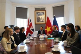 Vietnamese Ambassador to the UK Do Minh Hung (centre) delivers the opening remarks at the the workshop in London on June 9. (Photo: VNA)