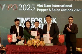 Representatives from spice associations of Vietnam and China sign cooperation agreement at the VIPO 2025. (Photo: VNA)