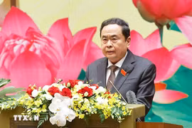 Secretary of the National Assembly Party Committee, Chairman of the National Assembly Tran Thanh Man delivers the opening speech of the congress. (Photo: VNA)