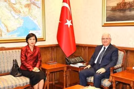 Vietnamese Ambassador to Türkiye Dang Thi Thu Ha (L) and Turkish Minister of National Defence Yasar Guler (Photo: VNA)