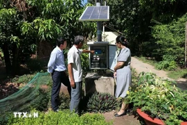 A meteorological observation station is installed in Tan Thuan Tay commune, Cao Lanh city, Dong Thap province to support irrigation for over 500 hectares of mango growing area. (Photo: VNA)
