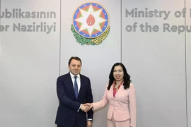 Deputy Minister of Foreign Affairs Le Thi Thu Hang and her Azerbaijani counterpart E. Mammadov. (Photo: baoquocte.vn)