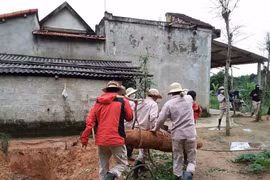 The MAG Bomb and Mine Clearance Team successfully discovers and disposes of an unexploded bomb weighing nearly 230kg in a resident's garden in Nguyen Son village of Cu Nam commune, Quang Binh province, in April 2024. Vietnam aims to have no casualties from bombs, mines, and explosives by 2025. (Photo: VNA)