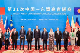 Participants pose for a group photo at the 31st ASEAN-China Senior Officials’ Consultation in China's Ningbo city on February 13, 2025. (Photo: https://asean.org/)