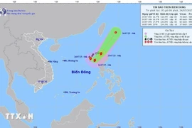 Storm Comay's movement on early July 24 (Photo: National Centre for Hydro-Meteorological Forecasting)