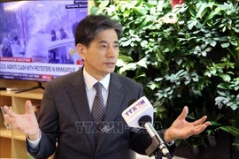 Kwon Sung Taek, Chairman of the Korea–Vietnam Economic and Cultural Association (KOVECA) speaks to a VNA correspondent in Seoul on the occasion of the 14th National Party Congress. (Photo: VNA)