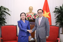 Minister of Foreign Affairs Le Hoai Trung (R) and Cambodian Ambassador to Vietnam Touch Sopharath (Photo: MoFA)