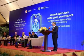 Vietnamese Minister of Justice Nguyen Hai Ninh speaks at the discussion. (Photo: VNA)