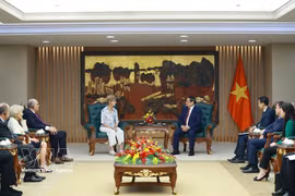 An overview of the meeting between Prime Minister Pham Minh Chinh (right) and visiting delegation from the Eisenhower Fellowships (Photo: VNA)
