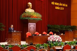 Party General Secretary and State President To Lam speaks at the closing ceremony of the third meeting of the 14th Party Central Committee. (Photo: VNA)