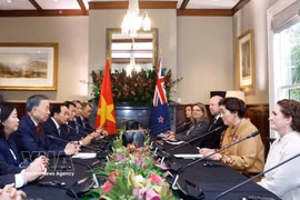 A view of the meeting between General Secretary of the Communist Party of Vietnam (CPV) Central Committee and President To Lam met with New Zealand Governor-General Dame Cindy Kiro in Auckland on August 13, 2026 (local time). (Photo: VNA)
