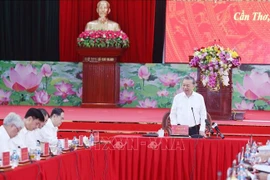 Party General Secretary To Lam speaks at a working session with the Standing Boards of the Party Committees of Can Tho, and Soc Trang and Hau Giang provinces on June 4 in Can Tho. (Photo: VNA)