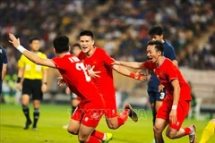 Players of the Vietnamese national team in a match. (Photo: VNA) 