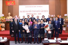 Nguyen Van Thuan (front row,3rd from left), Chairman of the Vietnam-Armenia Friendship Association for the 2024-2029 term, other members of the executive board, and participating delegates at the congress. (Photo: VNA) 