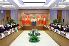 The meeting between National Assembly Chairman Tran Thanh Man and Prime Minister of Kyrgyzstan Adylbek Kasymaliev in Hanoi on March 6. (Photo: VNA)