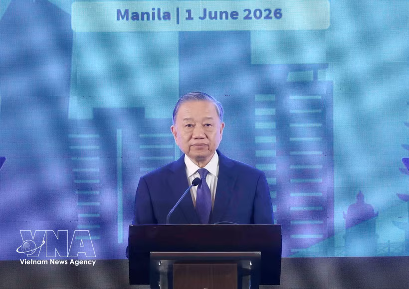 General Secretary of the Communist Party of Vietnam (CPV) Central Committee and State President To Lam speaks at the Vietnam-Philippines Business Forum in Manila on June 1. (Photo: VNA)