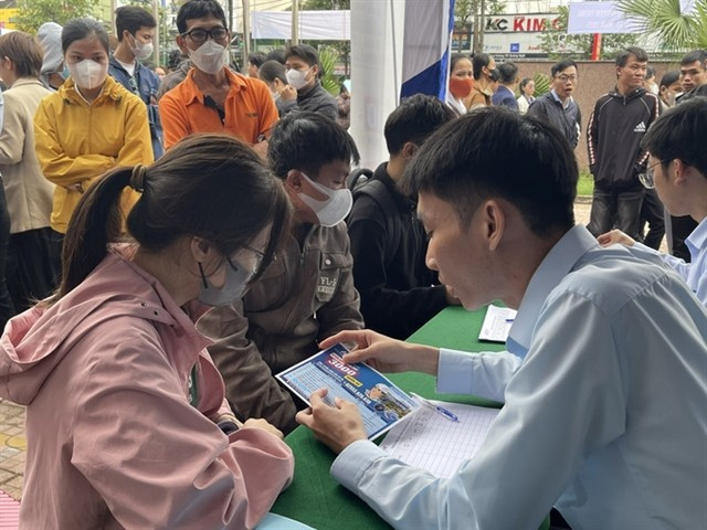 Young people attent a job fair (Photo: VNA)