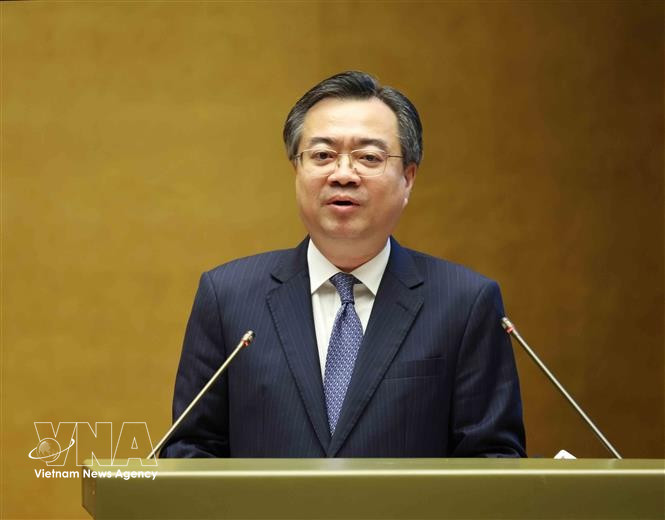Politburo member, Secretary of the Party Central Committee and Chairman of its Commission for Policies and Strategies Nguyen Thanh Nghi speaks at the national conference disseminating and implementing the Resolution of the 14th National Party Congress in Hanoi on February 7. (Photo: VNA)
