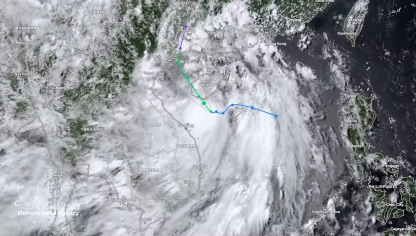 The storm's path as of 13:00 on July 3 (Source: National Centre for Hydro-Meteorological Forecasting)