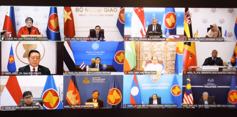 ASEAN foreign ministers meet virtually to exchange views and coordinate ASEAN responses to the complex and rapidly evolving situation in the Middle East. (Photo: baochinhphu.vn)