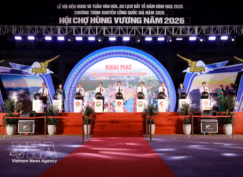Delegates launch the Hung Vuong (Hung Kings) Fair 2026 in Phu Tho province. (Photo: VNA)