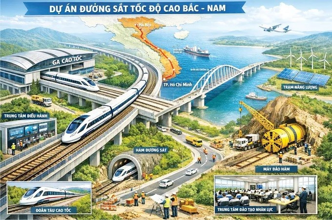 An illustration of the North-South high-speed railway project (Image created by AI)