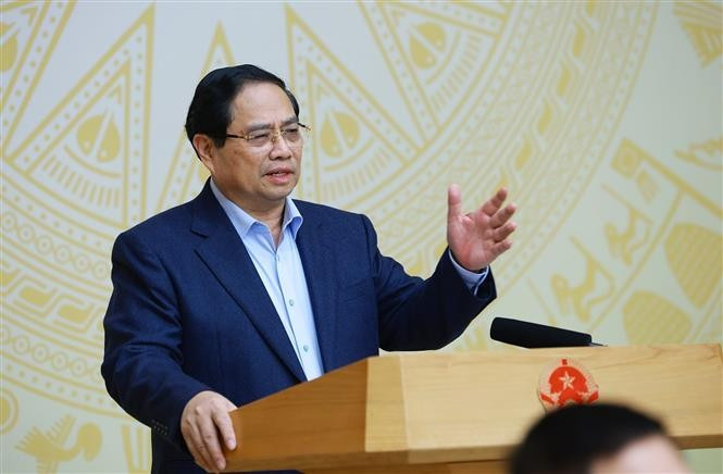 Prime Minister Pham Minh Chinh addresses the meeting. (Photo: VNA)