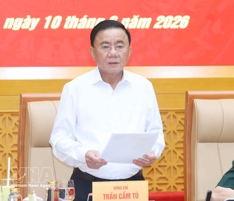 Politburo member and Permanent member of the Communist Party of Vietnam (CPV) Central Committee's Secretariat Tran Cam Tu speaks at the conference (Photo: VNA)