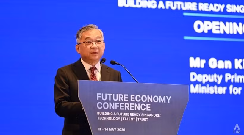 Singaporean Deputy Prime Minister Gan Kim Yong speaks at the Singapore Business Federation’s Future Economy Conference on May 13. (Photo: channelnewsasia.com)