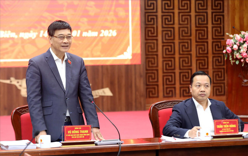 Vice Chairman of the National Assembly (NA) Vu Hong Thanh speaks at the working session with the northern mountainous province of Dien Bien on preparations for the elections of deputies to the 16th NA and People’s Councils at all levels for the 2026-2031 term. (Photo: VNA)