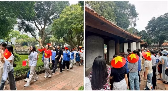 Visitors at Van Mieu - Quoc Tu Giam (The Temple of Literature) in central Hanoi. (Photo: hanoi.gov.vn)