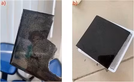 (a) Unmodified carbon nanotubes agglomerated in epoxy; (b) Functionalised carbon nanotubes uniformly dispersed in epoxy. (Source: Vietnam Academy of Science and Technology) 