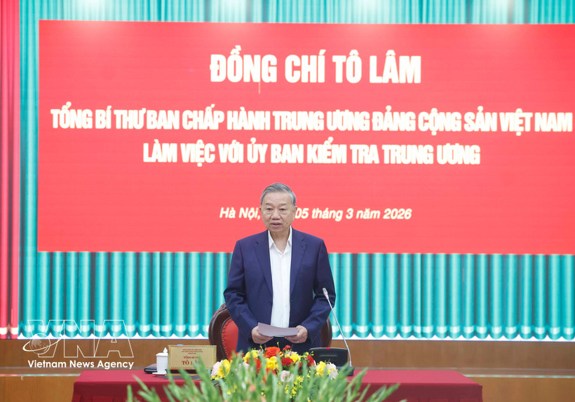 Party General Secretary To Lam speaks at the working session with the Party Central Committee’s Inspection Commission on March 5. (Photo: VNA)