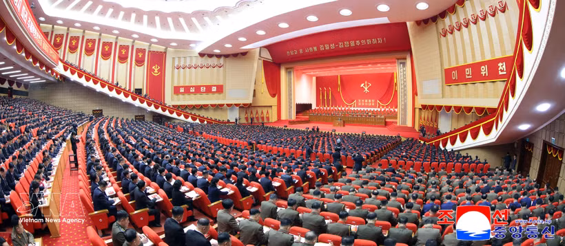 A panoramic view of the opening ceremony of the 9th Congress of the Workers' Party of Korea in Pyongyang on February 19, 2026. (Photo: Yonhap/VNA)