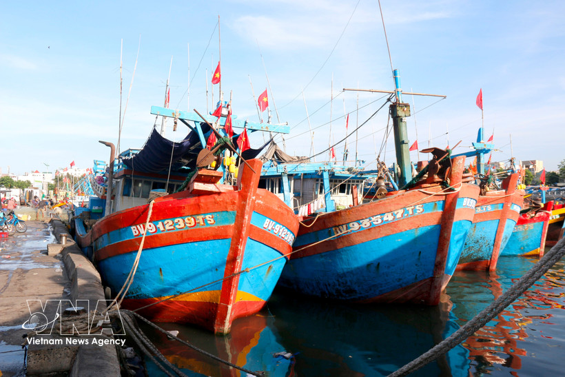 A fishing vessel bearing Ho Chi Minh City registration docks at Phan Thiet Port in Lam Dong province. (Photo: VNA)