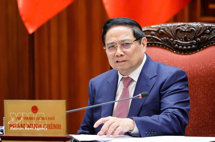 Prime Minister Pham Minh Chinh speaks at the meeting (Photo: VNA)