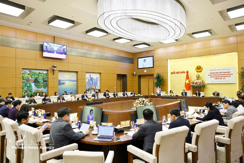 An overview of the national teleconference on February 26 to look into preparations for the election of deputies to the 16th NA and People’s Councils at all levels for the 2026–2031 tenure. (Photo: VNA)