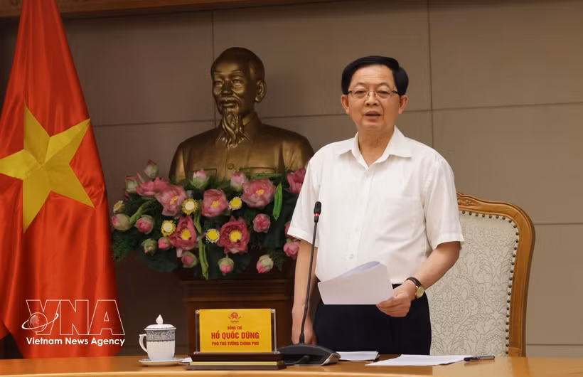 Deputy Prime Minister Ho Quoc Dung speaks at the meeting of the Government task force on strategic technology development on June 4. (Photo; VNA)