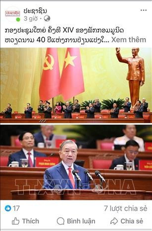 A story on the 14th National Congress of the Communist Party of Vietnam published by Pasaxon on January 21 (Photo: VNA)