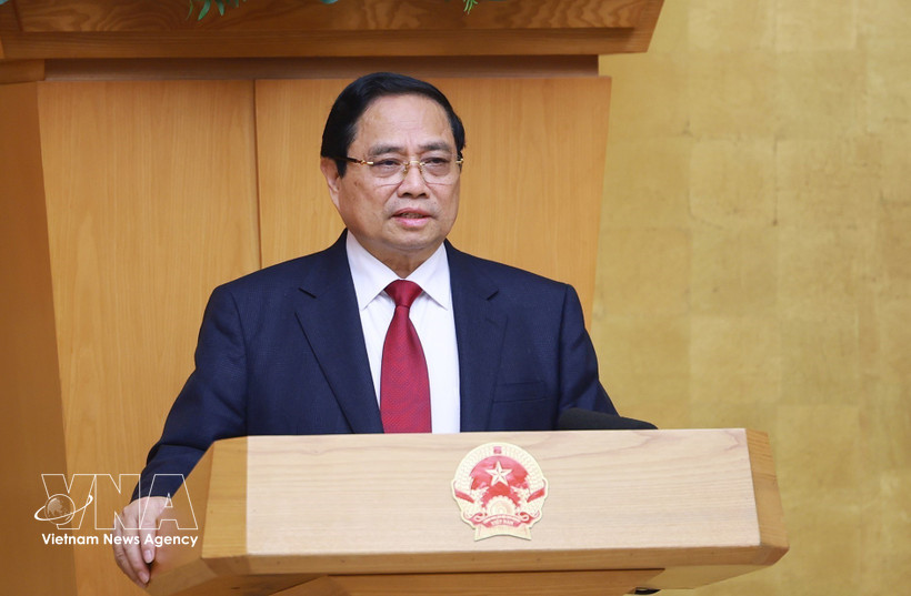 Prime Minister Pham Minh Chinh speaks at the Government’s monthly law-building session in Hanoi on February 27. (Photo: VNA)